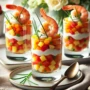 Verrines de Gambas aux Légumes, Fruits et Mascarpone